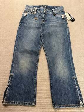 Polo Jeans Company Ralph Lauren Vintage Y2K Cropped Denim Jeans with Heart Charm